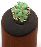 14kt Yellow gold green Jade cluster flower ring