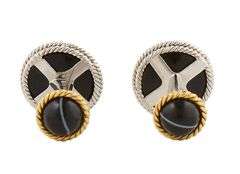 David Webb Two Tone Carved Star Cuff links in 18K