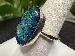 Sterling Silver 925 One of a Kind Dichroic Glass Ring Size 8.5