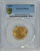 Nearly Gem BU 1899 US $5 Liberty Gold Piece. PCGS MS64