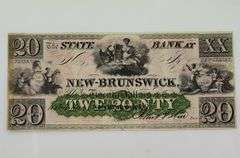 1800s Remainder State bank at New Brunswick $20 Obsolete Note