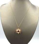 18kt Yellow gold multi stone sputnik charm pendant on chain