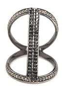 925 Sterling silver black rhodium diamond fancy ring