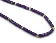 925 Sterling silver purple stone beaded necklace