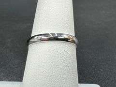 10k White Solid Gold 3mm Domed Plain Men's Women's Wedding Band Size 8