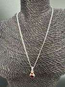 Sterling Silver Natural Garnet Gemstone Pendant w/  .925 18 Inch Italian Love Necklace