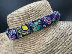 Original Handmade Mosaico Bracelet 8.5" 925 Sterling Silver Mexico Artistic Jewelry