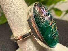 Sterling Silver 925 One of a Kind Dichroic Glass Ring Size 6