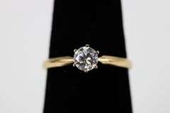 14k Yellow Gold Round Solitaire Vintage Engagement Ring Size 8.5