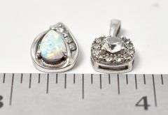 Opal and CZ Pendant Set in Sterling Silver