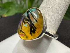 Sterling Silver 925 One of a Kind Dichroic Glass Ring Size 9