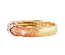 Faberge Limited Edition 0.12ctw Diamond Orange Enamel Band Ring in 18K