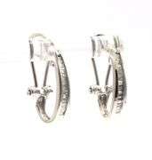 10kt White gold 0.35ctw baguette diamond hoop earrings