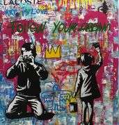 Art is Love, Highly Collectible Jozza 'One of a kind' Mixed Media on Canvas