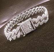 Sharp 35 Gram Tri-Layered 14 Kt White Gold Plated Miami Cuban Link Bracelet
