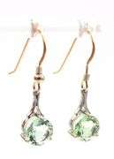 14kt Two tone gold round brilliant cut Prasolite dangle earrings