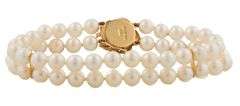 Vintage Tiffany & Co. Pearl Double Row Strand Bracelet in 14K W/Box