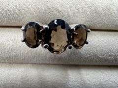 Sterling Silver Smoky Quartz Gemstone Ring Size 10