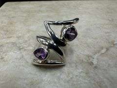 Sterling Silver Natural Gemstone Amethyst Ring Size 8