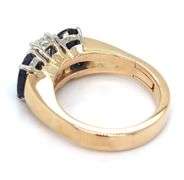 14kt Yellow gold 1.22ct oval diamond and 3.50ctw oval sapphire 3 stone super fit ring