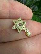10k Yellow Gold Jewish Star of David Pendant Clear CZ Religious Charm