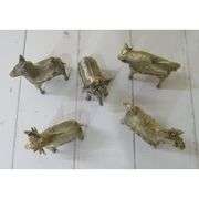 Lot of 5 Dhokra Metal Art Animal Figures