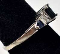 Stunning 10K White Gold Blue Sapphire and Diamond Ring