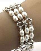 Judith Ripka 925 sterling silver and cultured fresh water pearl strand bracelet