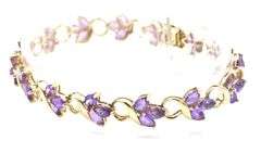 14kt Yellow gold marquise amethyst flower Infinity station bracelet