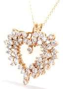 14kt Yellow gold 1.50ctw diamond cluster open heart pendant on chain