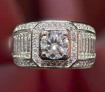 Men's 18 Kt White Gold Plate 1 Ct Lab Simulated Diamond Ring