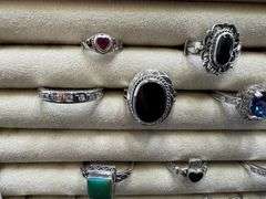 .925 Sterling Silver Curated 20 Ring Lot Various Sizes & Styles