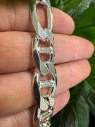 Sterling Silver 13.5mm Figaro Figarucci Chain Mariner Link 925 Italy Bracelet 9"