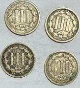 1865 1868 1870 1872 3 Cent Nickels
