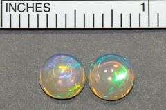 Iridescent Pair of Natural Opal Cabochons
