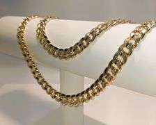 Stunning Large 69.6 Grams 14 Kt Gold Plated Cuban Curb Link Chain Necklace
