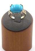 14kt Yellow gold East West oval turquoise and diamond accent cocktail ring