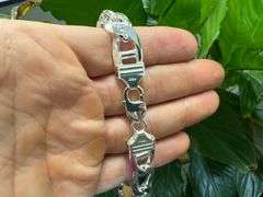 Sterling Silver 13.5mm Figaro Figarucci Chain Mariner Link 925 Italy Necklace 24"