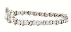 3.85ctw Baguette and Round Diamond Art Deco Graduated Bracelet in Platinum