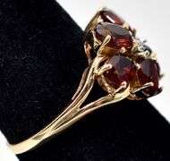 Beautiful 10K Yellow Gold Red Garnet and Diamond Ring
