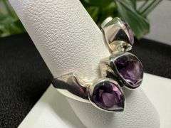 Sterling Silver 925 Natural Gemstone Amethyst Ring Size 7.5