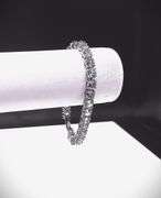 18 Kt White Gold Plated Lab Simulated 26 Ctw White Diamond Tennis Bracelet