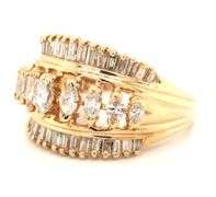 14kt Yellow gold 1.75ctw marquise diamond wide band
