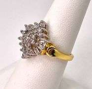 Sparkling 14 Kt Yellow Gold Plated 4.1 Ctw Lab Simulated Diamond Ring