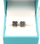 Precious 14K Yellow Gold Black Onyx Clover Stud Earrings