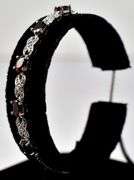 Red Garnet and Diamond Bracelet in Sterling Silver
