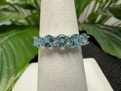 Sterling Silver 925 Natural Gemstone Blue Topaz Ring Size 9