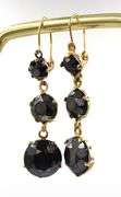 10kt Yellow gold 3 Hematite dangle earrings