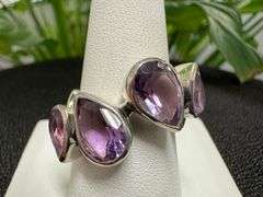 Sterling Silver 925 Natural Gemstone Amethyst Ring Size 7.5