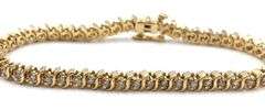 14kt Yellow gold 1.50ctw diamond S link tennis bracelet